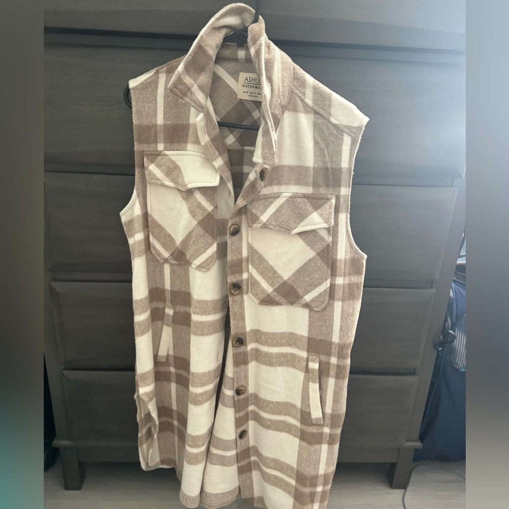 Ashley by 26 international plaid vest shacket